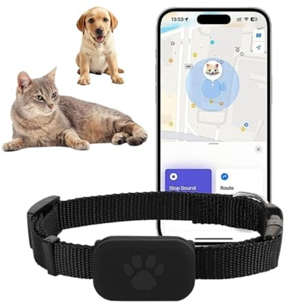 Collar Gato GPS, localizador Gatos, sin cuota mensual, rastreador de Mascotas (Compatible con iOS)