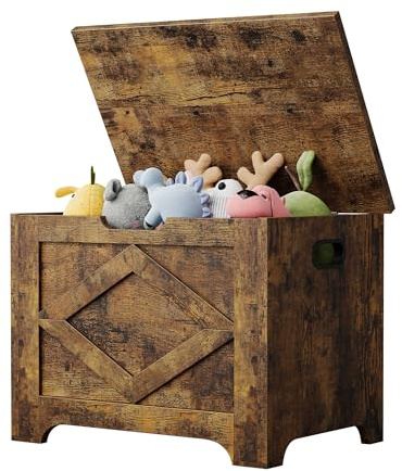 Zstar Baúl De Almacenamiento, Banco De Madera con Bisagra De Seguridad, Fácil De Montar, Zapatero Grande para Entrada, Sala De Estar y Dormitorio.