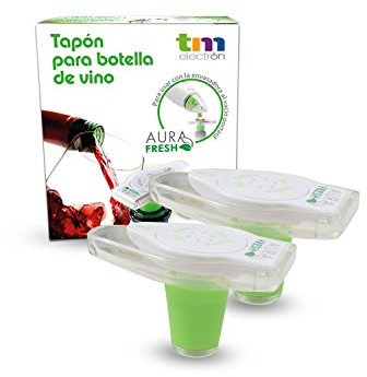Pack 2 tapones para sellar al vacío botellas de vino con sistema al vacío portátil Aura Fresh