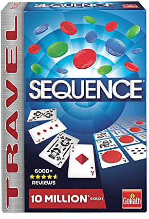 Goliath - SEQUENCE Travel - Jeu de Stratégie Famille et Enfants dès 7 ans - Alignez une Séquence de 4 jetons - Jeu de Société Format Voyage – Classique - De 2 à 12 Joueurs
