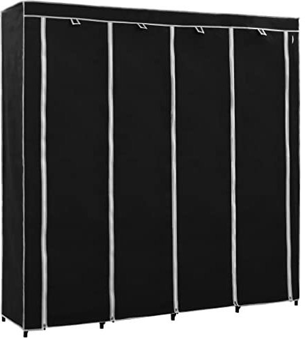 vidaXL Kleiderschrank mit 4 Fächern Stoffschrank Garderobenschrank Garderobe Schrank Schlafzimmerschrank Wohnzimmer Schlafzimmer Schwarz 175x45x170 cm