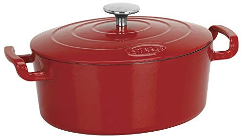 Sitram COCOTTE Sitrabella ovale en fonte émaillée 4 litres - Extérieur rouge et intérieur blanc - toutes sources de chaleur y compris induction et four - 711083