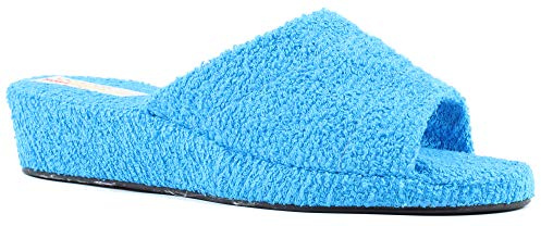 Ciabatte Spugna Aperte Bagno Donna Antiscivolo Zeppa 4 cm Leggere Interno Sughero (Celeste, numeric_40)