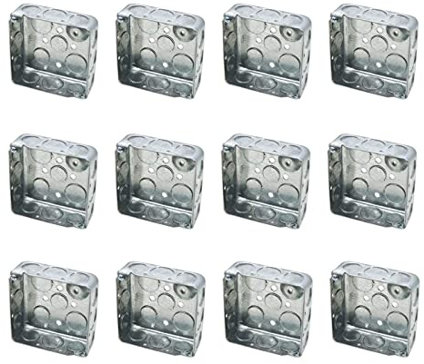 Qlvily 12 Pack 4 Square Electrical Box, 1-1/2'' Deep Metal Electrical Box, 21.0 Cu. in. Capacity, Electrical Junction Box, Galvanized