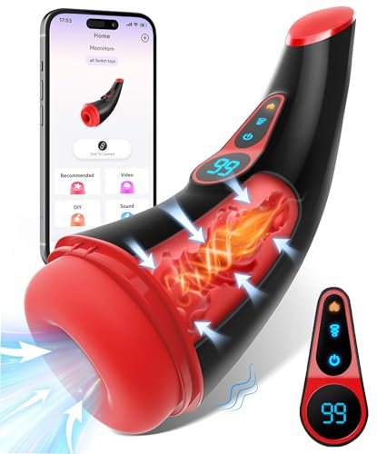 Masturbieren für Männer, Sex Spielzeug für die Männer mit 9 Saugmodus und Vibrationsmodi, Elektrischer Masturbator Cup 3D Realistische Vagina Heizung, LCD Display Taschenmuschi Blowjob Penis Vibrator