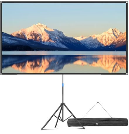 VISULAPEX 80 Pantalla Proyector con Trípode,16:9 Pantalla de Proyección Portátil, Ipara la Pantalla de Cine del Proyector de Cine en Casa Cine al Aire Libre Interior
