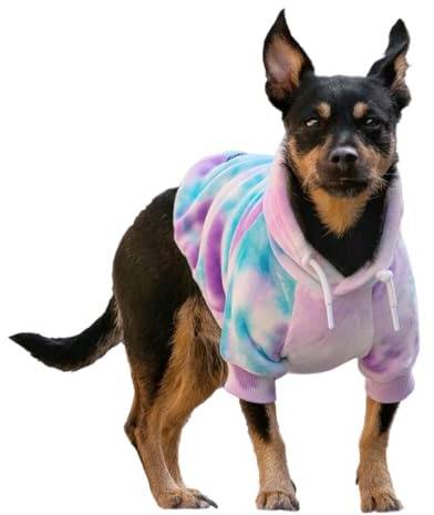 Spark Paws Dog Hoodie – Premium Dog Sweater for Small, Medium, and Large Dogs | Warm Outfits for French Bulldogs, Pitbull, Puppy, Winter Jacket Alternative - 90s Retro Sky Dye - M