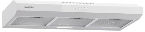 Klarstein Contempo 90 Under Cabinet Hood, 90cm Kitchen Hood with 200 m³/h Airflow, LED Lighting, Energy Class C, Aluminium Grease Filters, Recirculation Option, White