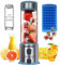 Smoothie blender Portable for smoothies Glass bottle Mini USB rechargeable Handheld 2 Speed battery powered hand blend Shakes Cup fruit juicer (Blue steel)