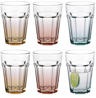TREND FOR HOME Lot de 6 grands verres à cocktail Cuba Libre - 425 ml - Lot de 6 verres à cocktail - Design rétro - Collection GIGI - WATERCOLOR OMBRE - Lavage à la main