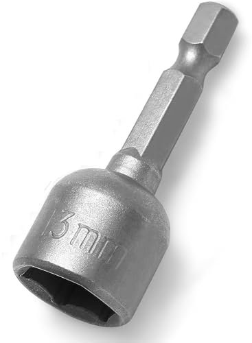 Fixinus Llave de vaso magnética de 13 mm, puntas hexagonales de 1/4 pulgadas para taladro o destornillador inalámbrico, 48 mm de longitud