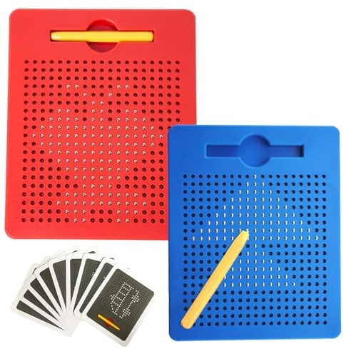 XEERUN 2 Pcs Magnetic Steel Ball Drawing Board with Pen, Magnetic Drawing Board for Children, Magnetic Doodle Board Tablet for Kids, Educational Toy for Children's Drawing, Doodling and Writing