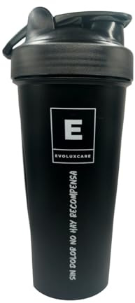 EVOLUXCARE Botella mezcladora de 600 ml, color negro, con bola mezclada, batidos de proteínas suaves, mezclas de proteínas, batido para llevar, batidos de proteínas sin grumos.