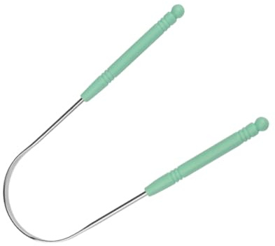 GANAZONO Puliscilingua Rivestito e Raschietto Per La Lingua Orale Strumento Riutilizzabile Design Ergonomico Antiscivolo Per Igiene Orale Adulta Quotidiana Miglioramento Alito Colore Verde Chiaro