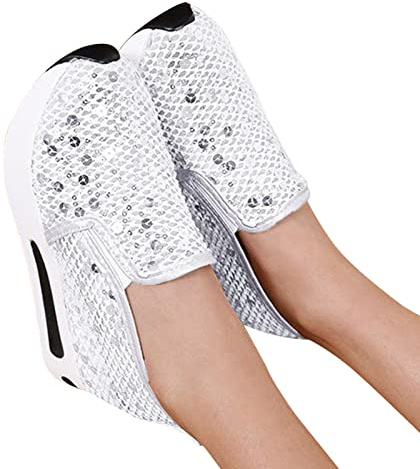 Nuqqichongtian Sneaker da donna con brillantini, leggere, con paillette metalliche, per matrimoni, sneaker, traspiranti, con lacci, con plateau, da tennis, comode scarpe da corsa per attività all'aria