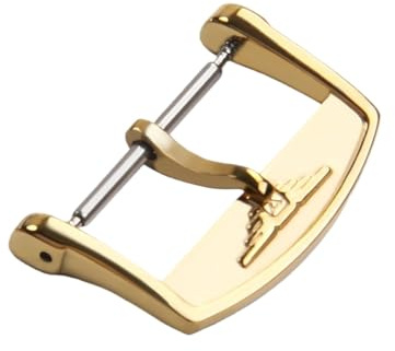 ROUHO Premium Acciaio Inox Cinturino Orologio Fibbia Ardiglione Ricambio Cinturino Orologio Dispositivo Chiusura per Longines-Oro 18mm