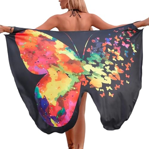 LEBOOBELL Paréo d'Été Polyvalent en Chiffon Jupe de Plage Tablier Écharpe Motifs Éclatants Léger Respirant(XXL, Couleur)
