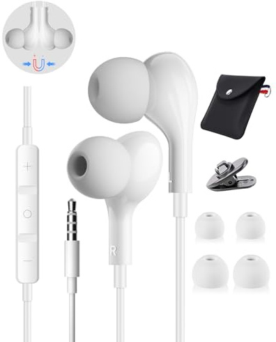 Ecouteurs Filaire 3,5 mm Jack Ecouteur Intra-Auriculaires avec Microphone | Anti-Bruit Casque Fil Deep Bass Jack 3,5mm pour Samsung,iPhone,Huawei,Gaming,Mp3 Player,PC,Auto AUX,Tablettes