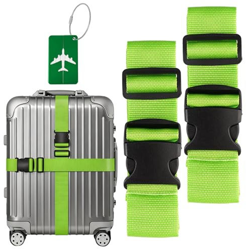 LuminaryLair Paquete de 2 Cinturones Ajustables para Maleta | Paquetes Cinturones de la Maleta Ajustables de Equipaje de Viaje Cinturone, Correas para Maletas, Bolsa de Viaje