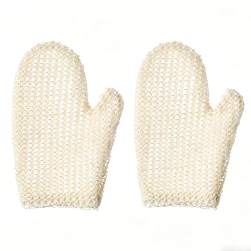 2 guantes exfoliantes de sisal, guantes de masaje natural para exfoliar el cuerpo, guantes exfoliantes, guantes de baño para spa y ducha