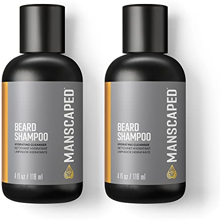 MANSCAPED® UltraPremium Beard Shampoo, Hydrating Cleanser with Eucalyptus, Rosemary, Lavender Essential Oils, Moisturizing Beard Wash for Hair and Skin (4 oz), 2-Pack