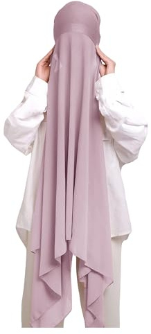 Lina & Lily Muslim Chiffon Instant Hijab Head Scarf with Matching Tie Back Jersey Undercap (Dusty Pink)