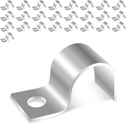 Jyvex 25 Piezas Grapas Cable Pared, Acero Inoxidable 304 Sujeta Cables Pared, Ø 16mm Abrazaderas Metalicas Para Tubos, Clips de Cable Para Sistema de Fijación de Tubos y Cables