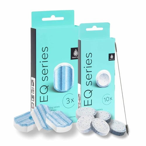 Pflegepaket passend für Siemens EQ-Kaffeevollautomaten (TZ80002 Entkalkungstabletten & TZ80001 Reinigungstabletten inkl. 1 Bürste)