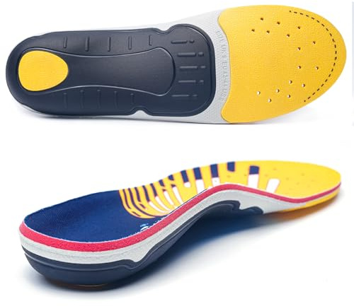 Plantar Fasciitis Relief Arch Support Inserts Flat Feet Orthotics para Orthopedic Insole Men Women Absorb Shock Supination Correction Standing All Day Boot Work Shoe Insoles Size(13-13 1/2)