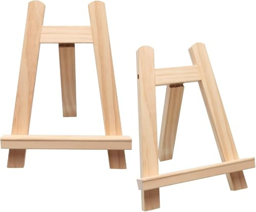 Yitobici Mini Caballete de Madera, Pequeño Caballete, Soporte de Lienzo Plegable, Compacto, Para Pintar, Fotos, Tarjetas de Visita, Álbumes de Fotos, Manualidades, 20 x 28 cm (2 Unidades)