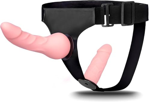 Strap-On Dildo Doppi per Lesbiche, Pene Sex Toys per Stimolare il Anali e Clitoride Donne, Alternativa Sex Toys per Coppia, Adjustable, Removeable, Morbido ed Elastico, Durevole (YDL-0022) (carne)