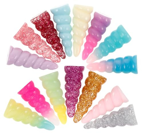 SOPOTUTU Lot de 25 décorations de corne de licorne en résine pour rubans à cheveux DIY et cosplay Accessoires de corne polyvalents pour décorations de cheveux créatives et projets d'artisanat