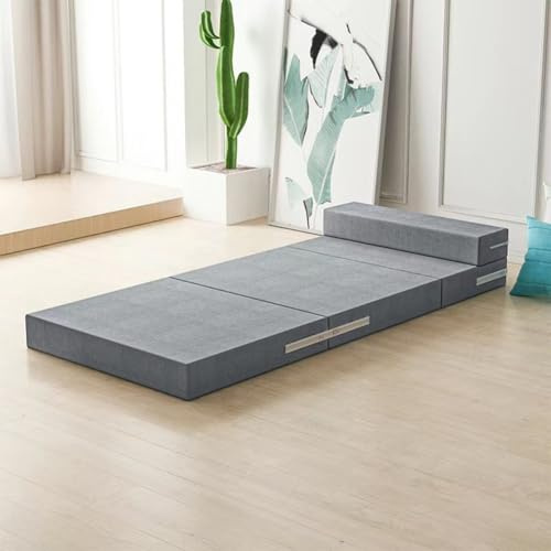 Generico Materassino da Campeggio Doppio Singolo,Materasso Pieghevole da 5cm 8cm 10cm con Fodera Lavabile, Materasso Pieghevole con Cuscino Portatile per Viaggi, Ospiti E Casa,Grigio,180 * 60 * 10cm