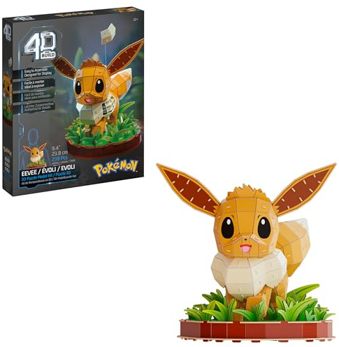 4D Build Pokémon Eevee 3D Puzzle Model Kit, Desk Décor, Shelf Display | 238 Premium EPS Foam Pieces, No Glue Or Tools Required, Build & Display Collectible Hobby Kit Gift For Fans Ages 12+