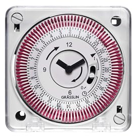 Grässlin Tactic 111 E 01.79.1001.1 - Analoge 1-Kanal Schaltuhr zum Fronttafeleinbau, Synchron-Antrieb, Tagesprogramm I Vielseitige Einsatzmöglichkeiten in Gebäuden und Außenbereichen