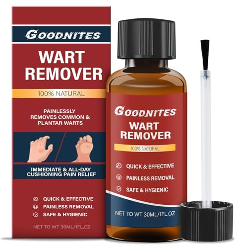Goodnites Quita Verrugas para Pies y Manos, Tratamiento Suave de Eliminar Verrugas, Pediculadas y Comunes, para Pies y Manos, Acción Rápida y Sin Irritación -30Ml(1 UDS.)
