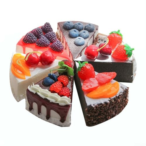 6 Piece Simulated Triangular Cake Model Ornaments for Fake Bakery Display, Birthday Decoration, and Role Playing Toys Collection
