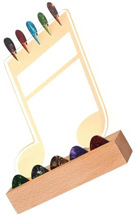 Supporto colorato per plettro per chitarra in acrilico illuminato a LED, con base in legno, adatto per musicisti alla moda, base illuminata per plettro