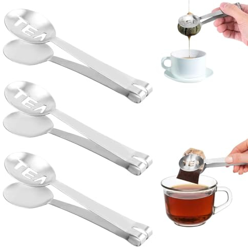 dinghaole 3 pinze per spremere bustine di tè, efficace strumento per il tè per una facile estrazione, clip per bustine di tè con impugnatura antiscivolo per cubetti di ghiaccio/zucchero, accessori per