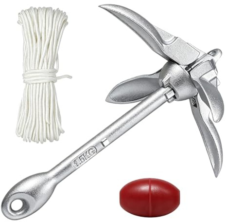YOOMUR Ancre De Bateau Kit 1,5 Kg, Ancre Bateau Kit, Ancre pour Bateau avec 20m De Ligne D'ancre, Accessoire Bateau Ancre Pliante, pour Bateau Gonflable, Kayak, Canoë