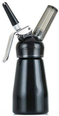 Professional N2O Aluminum Whipped Cream Dispenser with Nozzles and Cleaning Brush (250ml, Black)