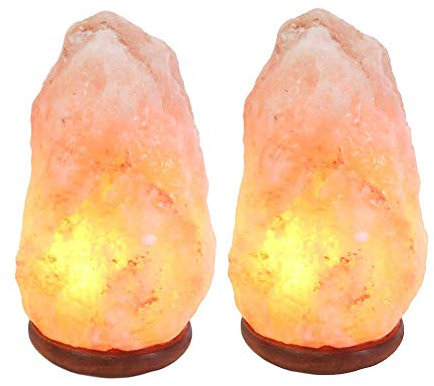 Confezione da 2 lampade di sale da 2-3 kg autentico cristallo naturale rosa himalayano con cavo elettrico e lampadina, terapeutico e ionizzante.