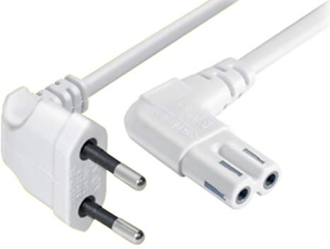 3m Euro Netzkabel C7 Fernseher Stromkabel, Kabel Gewinkelt Netzstecker auf Euro 8 Doppelbuchse Kleingerätekabel für Wireless Boxen, TV, Blu-Ray, Radio, Netzteile Weiss