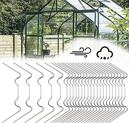 50 Pcs Stainless Steel Greenhouse Glass Clips - Glazing Spring Metal W Wire Type Fixing Clamps for Glass Pane - Halls Accessories 1.6mm Thick