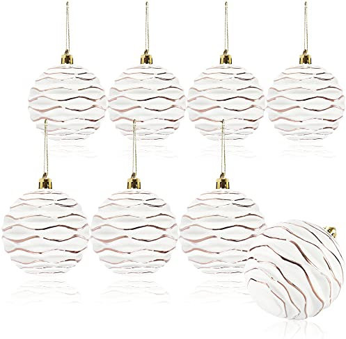 com-four® 8X Weihnachtskugeln, Christbaumkugeln bruchsicher aus Kunststoff für Weihnachten, Baumschmuck für den Christbaum mit Anhänger