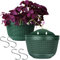 Pots Suspendus Plantes en Plastique Lot de 2 Jardinières Suspendu Pot de Fleurs à Suspendre et 4 Crochets pour Jardin Balcon Cour Extérieur Vert