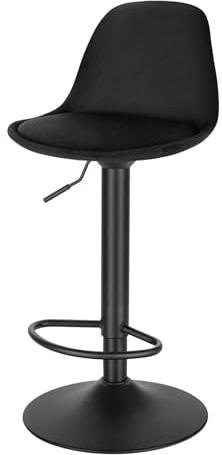 EUGAD Taburete de Bar Giratorio, con Altura Ajustable Entre 60,5 y 82 cm, Taburete de Cocina en Estructura Metálica, con Respaldo y Reposapies, Negro, 1050BY-1
