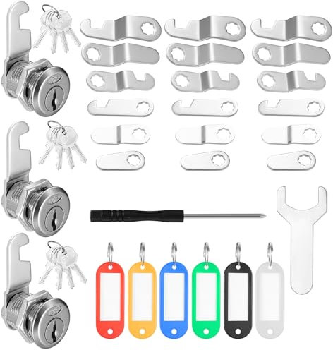 3 Pcs Cerradura Buzon Universal, 20mm Cerradura Taquilla Vestuario, Cerradura de Buzon con 7 Placas Diferentes y Llaves, Cerradura de Palanca, Cerradura de Leva para Cajón Buzones Armario Muebles