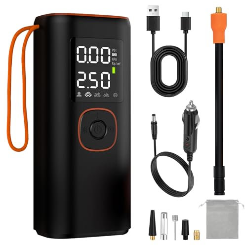 SUPERFA Tyre Inflator Air Compressor, 150PSI Portable Cordless Tyre Inflator, Rechargeable Air Pump for Car, Bike, Motorcycle