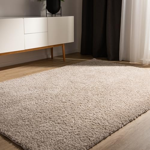 benuta Basic Tappeto salotto a pelo alto Sohari - Beige 160x230 cm - Minimalista - Morbido lavabile - Camera letto, corridoio, sala pranzo, soggiorno - Pavimento riscaldato